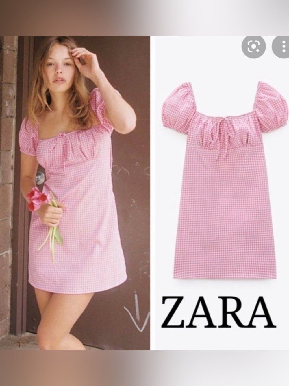 Zara Pink Gingham Mini Dress size S